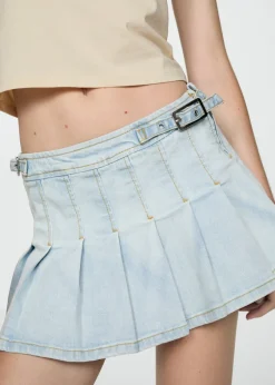 MANGO Spódnice*Minispódniczka dżinsowa z zakładkami