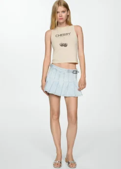 MANGO Spódnice*Minispódniczka dżinsowa z zakładkami