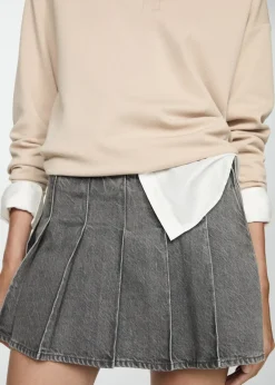 MANGO Spódnice*Minispódniczka dżinsowa z zakładkami