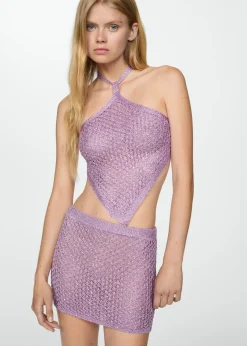 MANGO Spódnice*Minispódniczka z ażurowej dzianiny