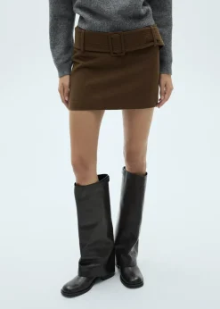 MANGO Spódnice*Minispódniczka z wełny z paskiem