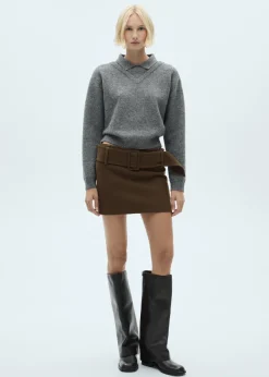 MANGO Spódnice*Minispódniczka z wełny z paskiem