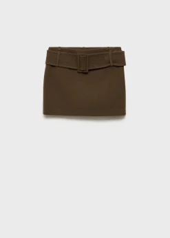 MANGO Spódnice*Minispódniczka z wełny z paskiem