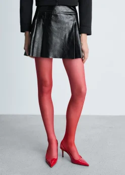 MANGO Spódnice*Minispódniczka z zakładkami z imitacji skóry