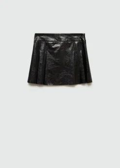 MANGO Spódnice*Minispódniczka z zakładkami z imitacji skóry