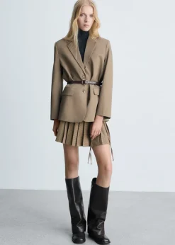 MANGO Spódnice*Minispódniczka z zakładkami w pepitkę