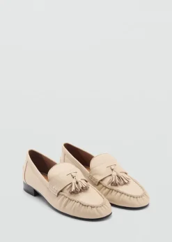 MANGO Buty*Mokasyny skórzane z chwostami