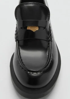 MANGO Buty*Mokasyny skórzane z metalowym elementem