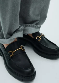 MANGO Buty|Akcesoria Skórzane*Mokasyny skórzane z metalowym elementem