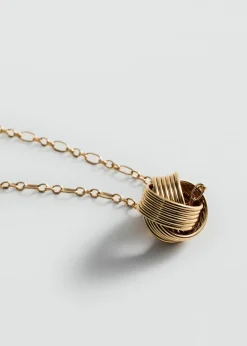 MANGO Biżuteria*Naszyjnik łańcuch z wisiorem ze splecionych kół