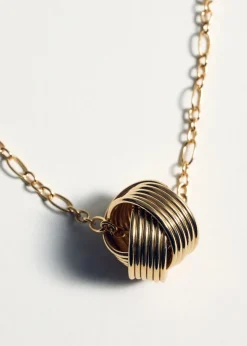 MANGO Biżuteria*Naszyjnik łańcuch z wisiorem ze splecionych kół