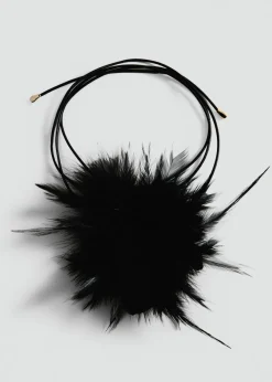 MANGO Biżuteria*Naszyjnik choker ze sznurka z piórami