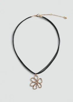MANGO Biżuteria*Naszyjnik sznurek z kwiatem