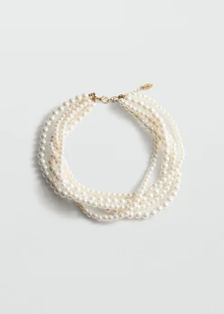 MANGO Biżuteria*Naszyjnik z łańcuchami z pereł