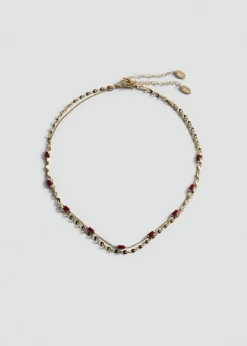 MANGO Biżuteria*Naszyjnik z dwoma łańcuszkami i kryształkami