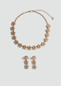 MANGO Biżuteria*Naszyjnik z korali w formie kwiatów