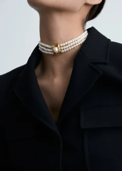 MANGO Biżuteria*Naszyjnik z pereł z ćwiekami