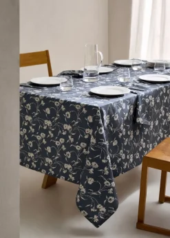 MANGO Obrusy*Obrus bawełniany w kwiaty z powłoką żywiczną 150 x 250 cm