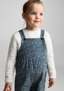 Dzieci MANGO Sukienki I Kombinezony*Ogrodniczki ze sztruksu z kwiatowym wzorem