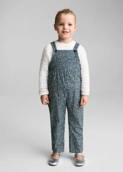 Dzieci MANGO Sukienki I Kombinezony*Ogrodniczki ze sztruksu z kwiatowym wzorem