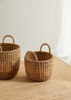 MANGO Kosze Do Sypialni|Kosze Do Salonu*Okrągły koszyk z naturalnych włókien 28 x 20 cm