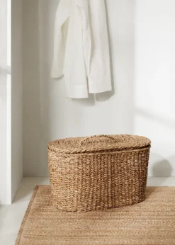 MANGO Kosze Do Sypialni|Kosze Do Salonu*Owalny koszyk z naturalnych włókien 23 x 40 cm