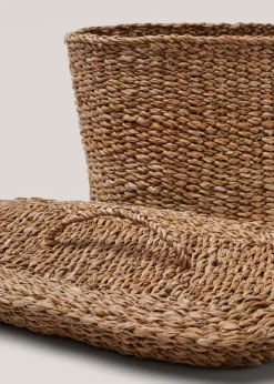 MANGO Kosze Do Sypialni|Kosze Do Salonu*Owalny koszyk z naturalnych włókien 23 x 40 cm