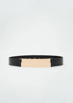 MANGO Paski|Akcesoria Skórzane*Pasek skórzany maxi z metalowym elementem