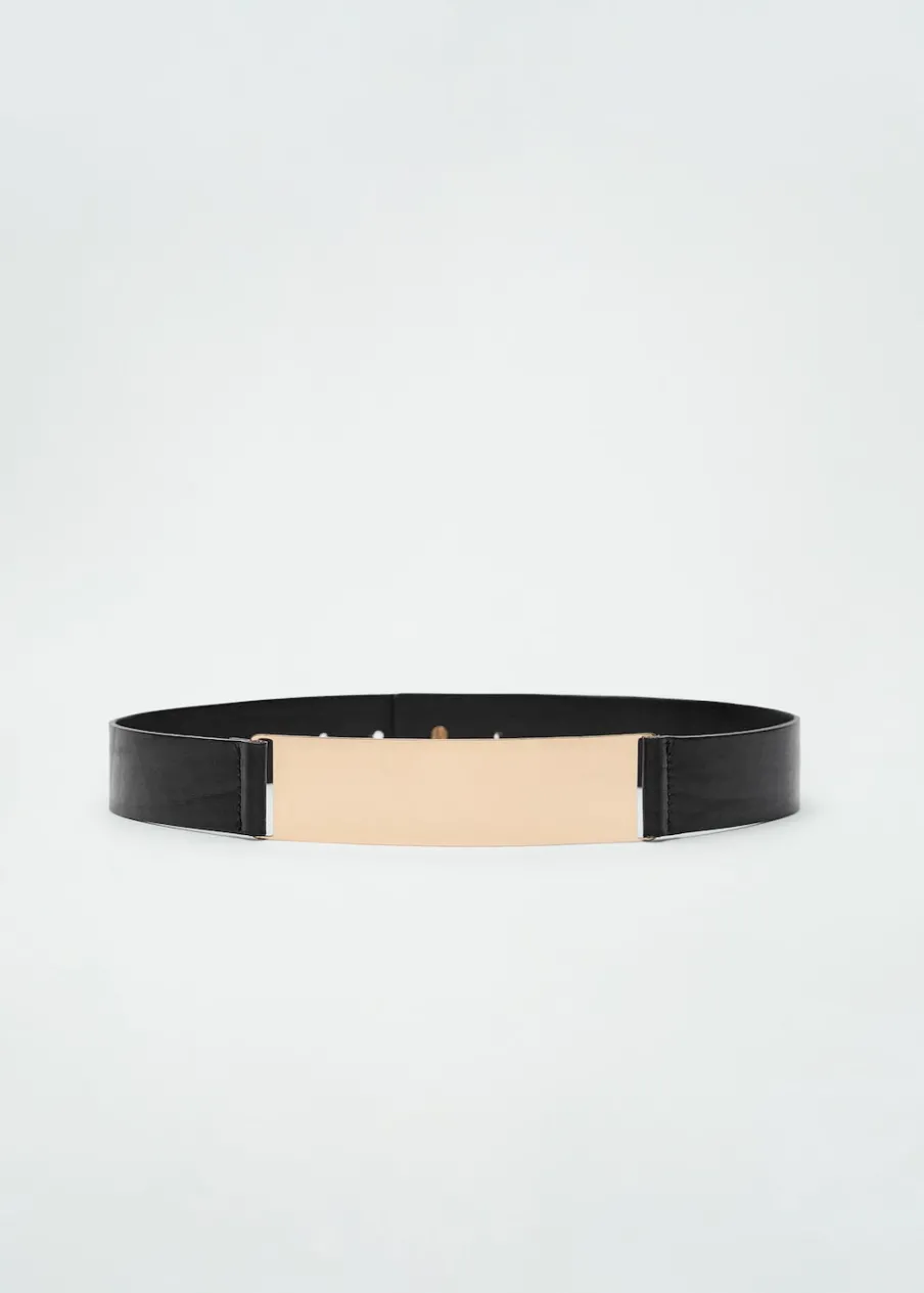 MANGO Paski|Akcesoria Skórzane*Pasek skórzany maxi z metalowym elementem