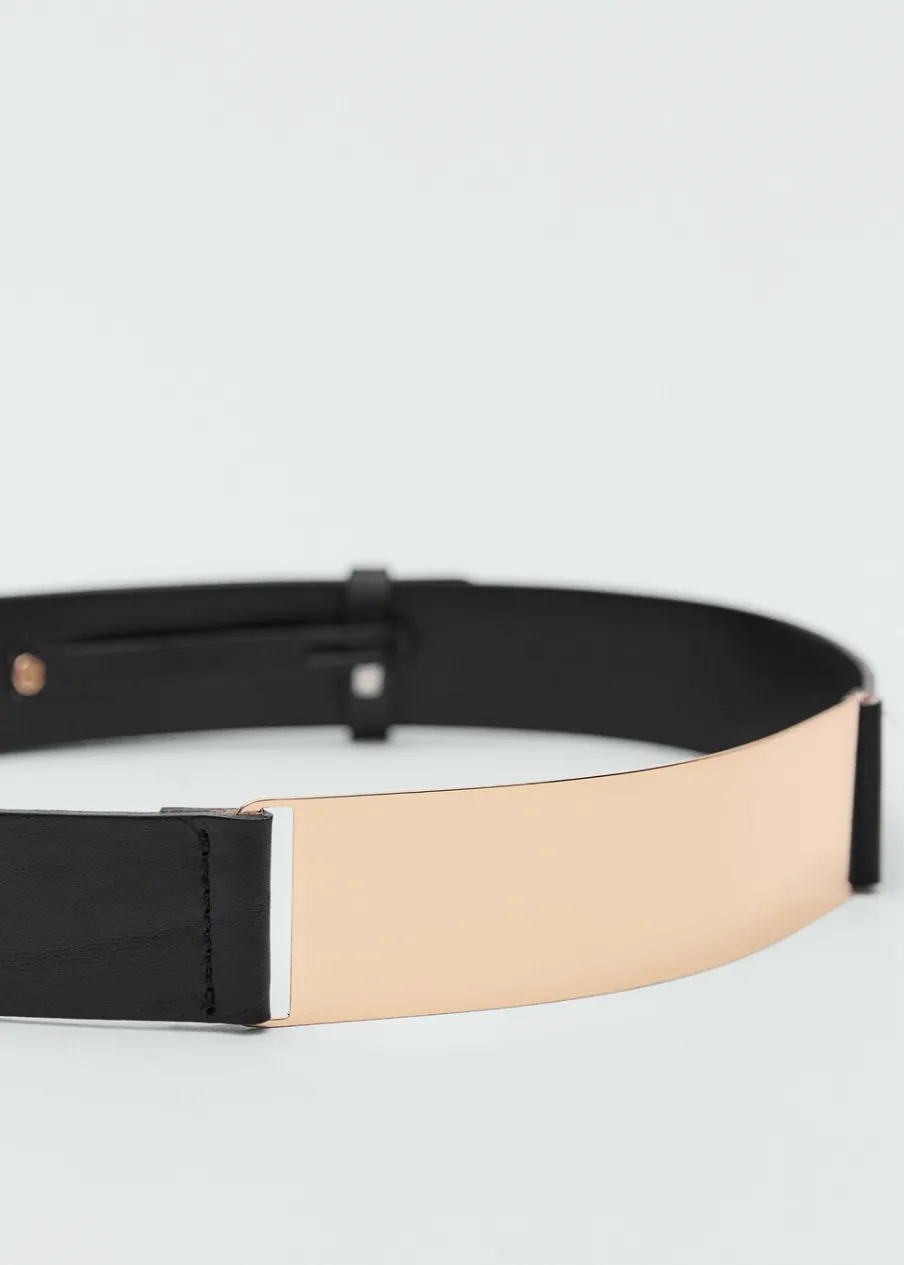 MANGO Paski|Akcesoria Skórzane*Pasek skórzany maxi z metalowym elementem