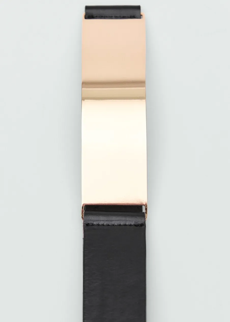 MANGO Paski|Akcesoria Skórzane*Pasek skórzany maxi z metalowym elementem