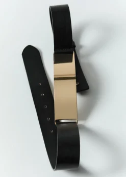 MANGO Paski|Akcesoria Skórzane*Pasek skórzany maxi z metalowym elementem