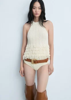 MANGO Paski|Akcesoria Skórzane*Pasek skórzany z dużą klamrą