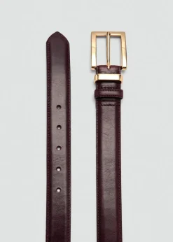 MANGO Paski|Akcesoria Skórzane*Pasek skórzany z kwadratową klamrą