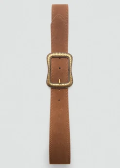 MANGO Paski|Akcesoria Skórzane*Pasek z dwoiny z grawerowaną sprzączką