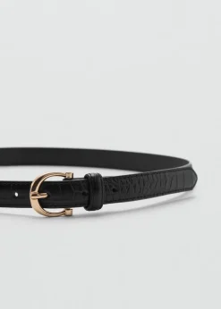 MANGO Paski*Pasek z efektem krokodylej skóry