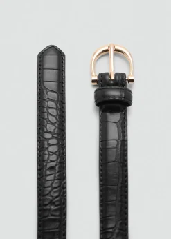 MANGO Paski*Pasek z efektem krokodylej skóry