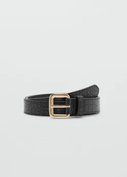 MANGO Paski*Pasek z efektem krokodylej skóry