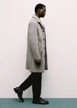 MANGO Płaszcze*Płaszcz regular fit z wełny w jodełkę