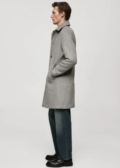 MANGO Płaszcze*Płaszcz regular fit z wełny w jodełkę