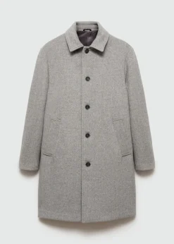MANGO Płaszcze*Płaszcz regular fit z wełny w jodełkę