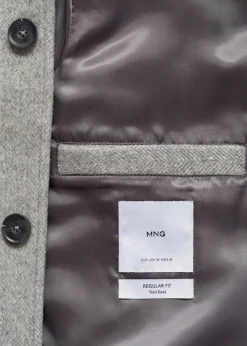 MANGO Płaszcze*Płaszcz regular fit z wełny w jodełkę