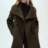 MANGO Płaszcze*Płaszcz wełniany midi z otulającym szyję kołnierzem