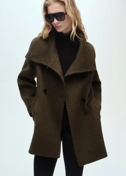 MANGO Płaszcze*Płaszcz wełniany midi z otulającym szyję kołnierzem