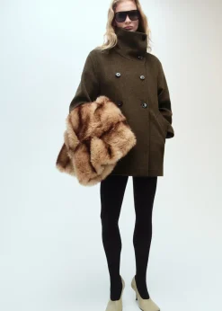 MANGO Płaszcze*Płaszcz wełniany midi z otulającym szyję kołnierzem