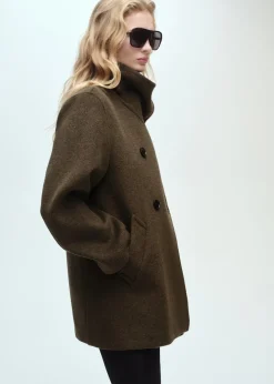 MANGO Płaszcze*Płaszcz wełniany midi z otulającym szyję kołnierzem