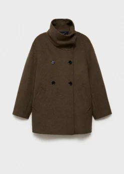 MANGO Płaszcze*Płaszcz wełniany midi z otulającym szyję kołnierzem