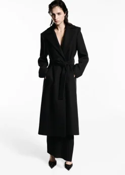 MANGO Płaszcze*Płaszcz z wełny manteco z odpinanym futrzanym kołnierzem