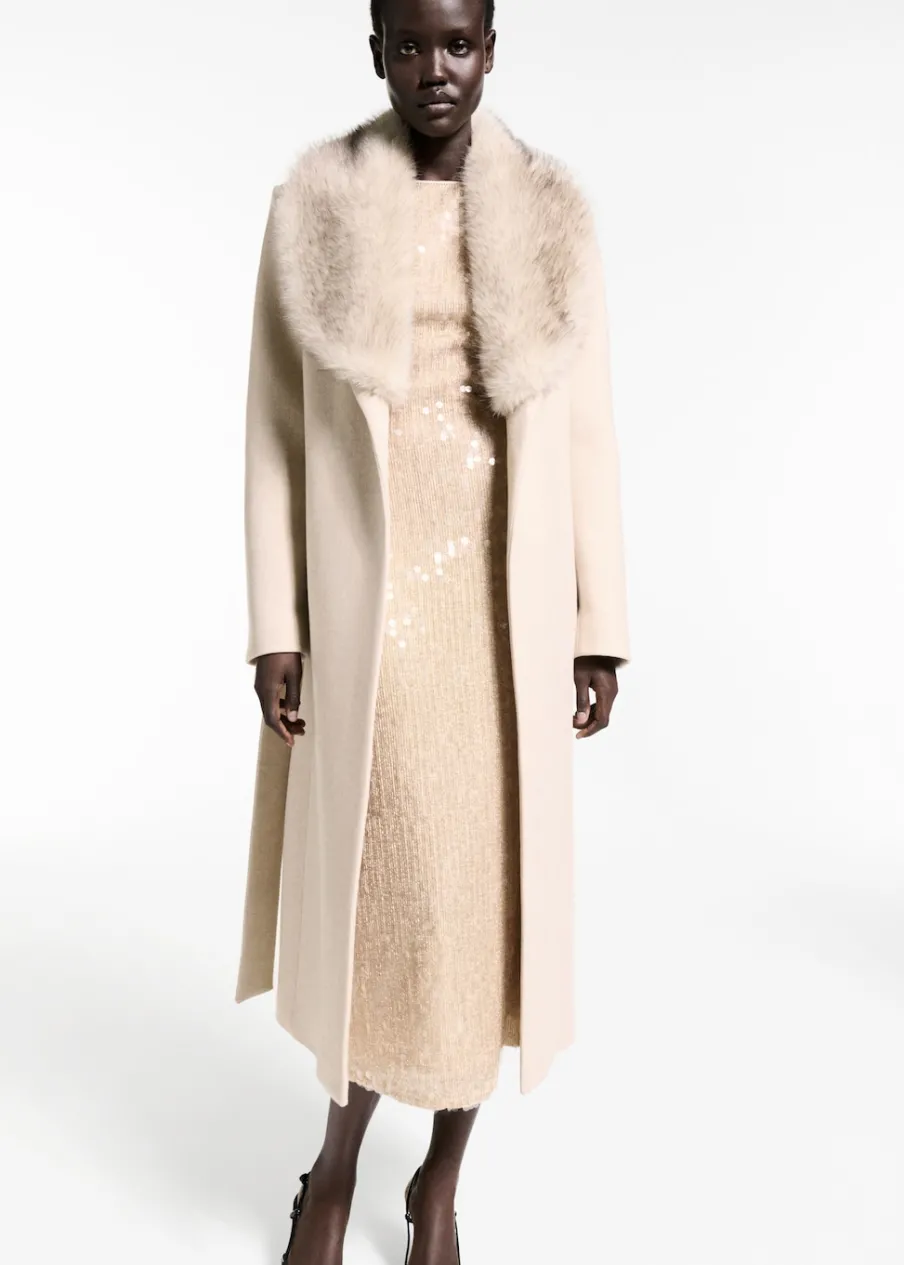 MANGO Płaszcze*Płaszcz z wełny manteco z odpinanym kołnierzem