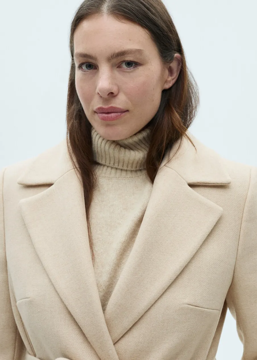 MANGO Płaszcze*Płaszcz z wełny manteco z odpinanym kołnierzem